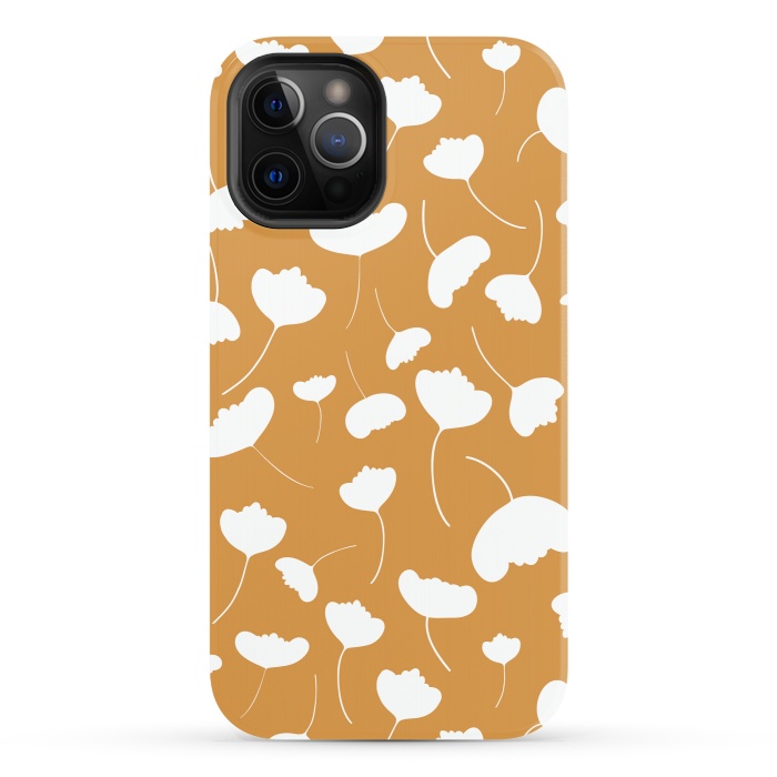 iPhone 12 Pro StrongFit Fan Flowers on Mustard by Paula Ohreen