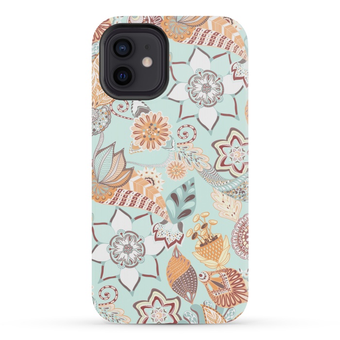 iPhone 12 mini StrongFit Zentangle Flowers by Paula Ohreen