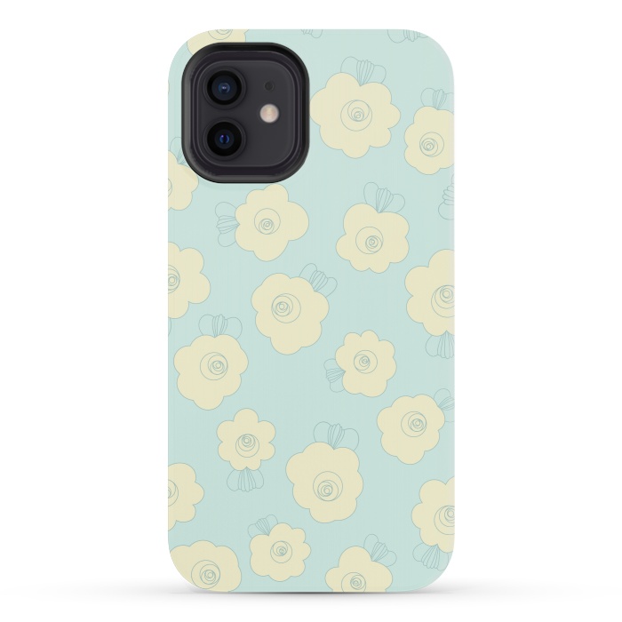 iPhone 12 mini StrongFit Blue Fluffy Flowers by Paula Ohreen