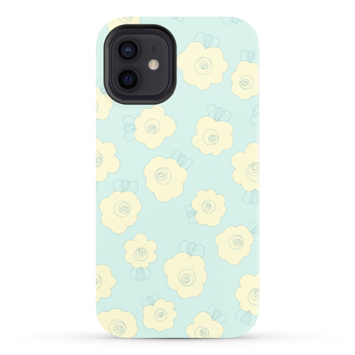 iPhone 12 StrongFit Blue Fluffy Flowers by Paula Ohreen