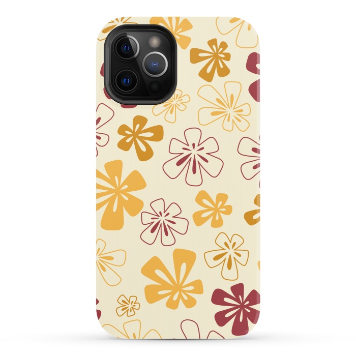 iPhone 12 Pro StrongFit Gold Funky Flowers by Paula Ohreen