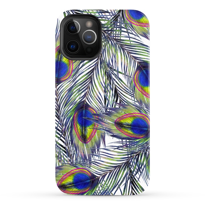 iPhone 12 Pro StrongFit Peacock Feathers Pattern by ECMazur 