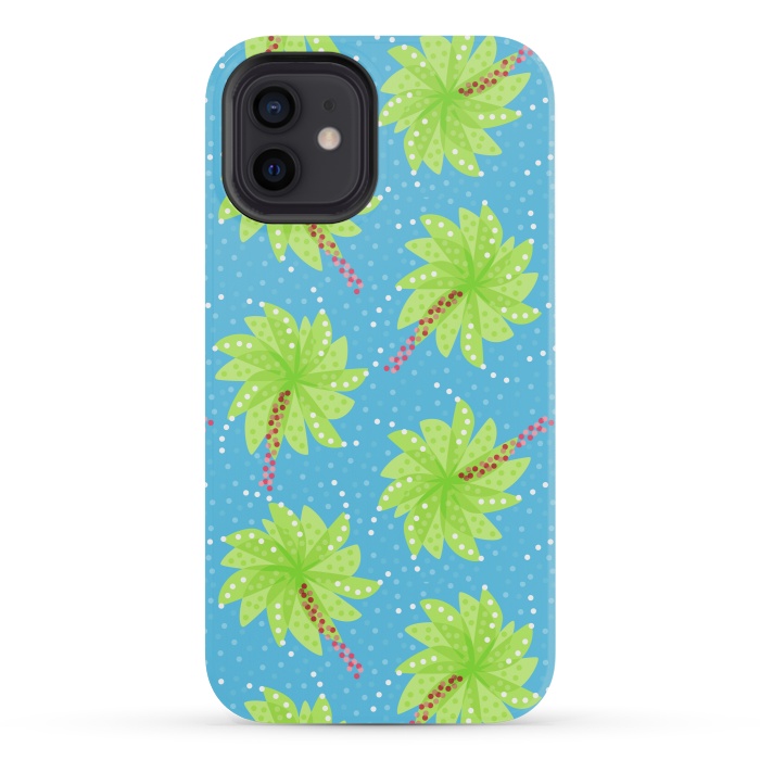 iPhone 12 mini StrongFit Abstract Flower-like Palm Trees Pattern by Boriana Giormova