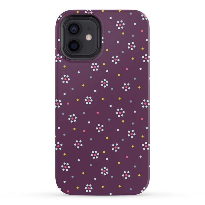 iPhone 12 StrongFit Flowers Made Of Dots Pattern On Purple by Boriana Giormova