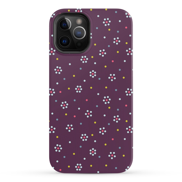 iPhone 12 Pro StrongFit Flowers Made Of Dots Pattern On Purple by Boriana Giormova