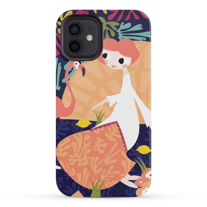 iPhone 12 mini StrongFit Girl and Flamingo 002 by Jelena Obradovic