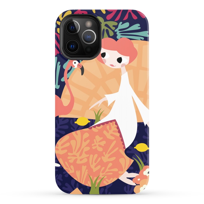 iPhone 12 Pro StrongFit Girl and Flamingo 002 by Jelena Obradovic