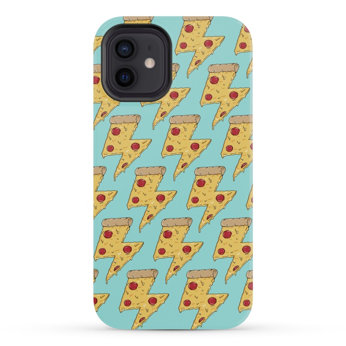 iPhone 12 mini StrongFit Pizza Power Pattern Green by Coffee Man