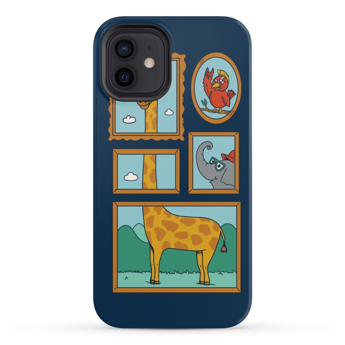 iPhone 12 mini StrongFit Portrait of Animals Blue by Coffee Man