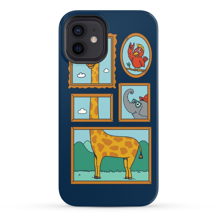 iPhone 12 StrongFit Portrait of Animals Blue by Coffee Man