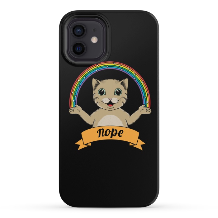 iPhone 12 mini StrongFit Cat nope Black by Coffee Man