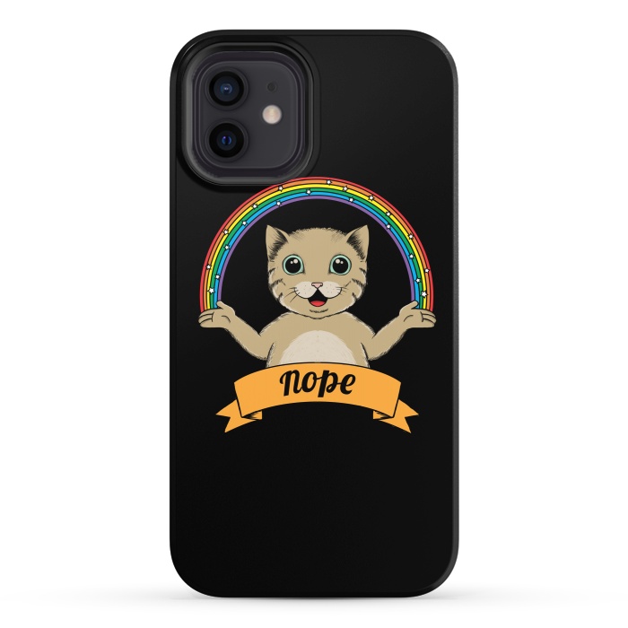 iPhone 12 StrongFit Cat nope Black by Coffee Man