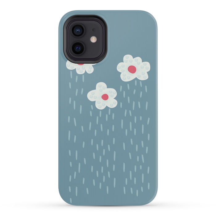 iPhone 12 mini StrongFit Beautiful Decorative Flowery Rain Clouds by Boriana Giormova
