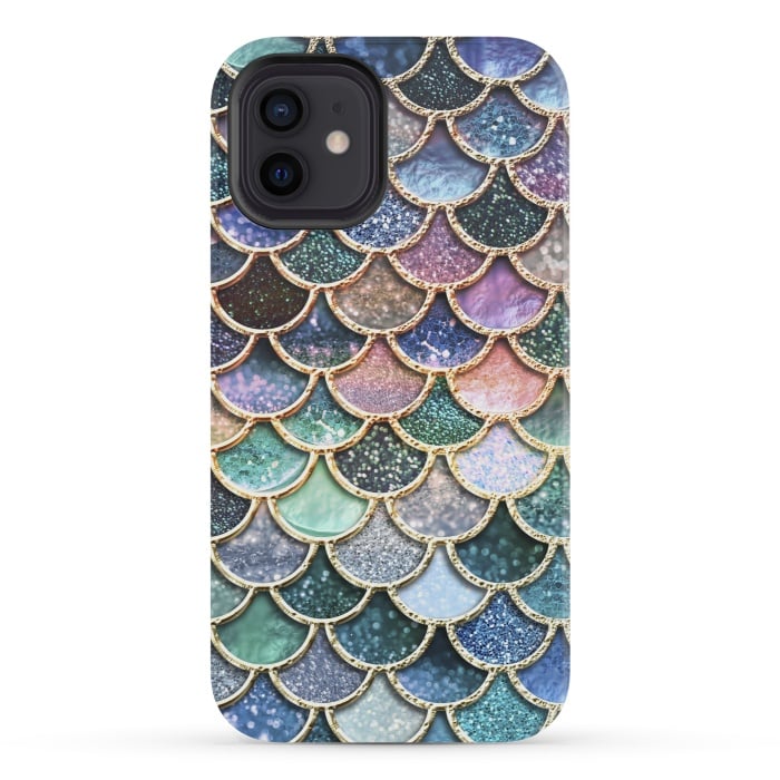 iPhone 12 mini StrongFit Multicolor Metal Mermaid Scales by  Utart