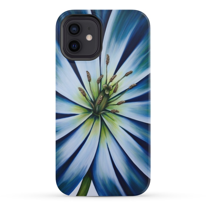 iPhone 12 mini StrongFit Blue Tulip Flower by Denise Cassidy Wood