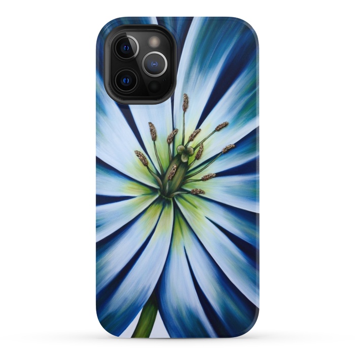 iPhone 12 Pro StrongFit Blue Tulip Flower by Denise Cassidy Wood