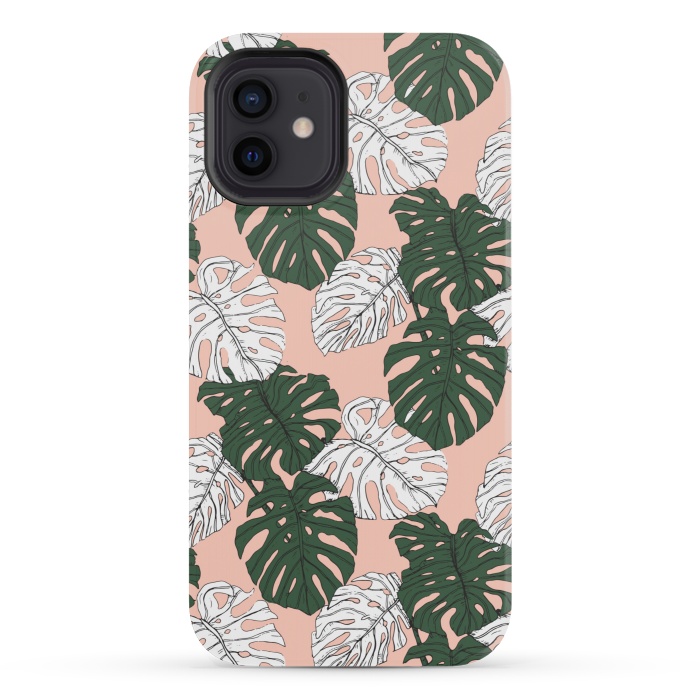 iPhone 12 mini StrongFit Hand drawing monstera pastel color by Mmartabc