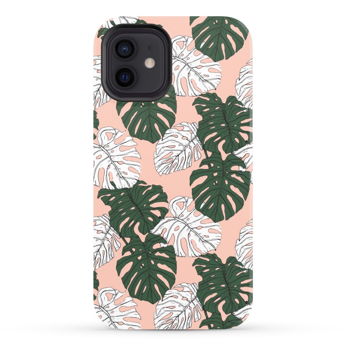 iPhone 12 StrongFit Hand drawing monstera pastel color by Mmartabc