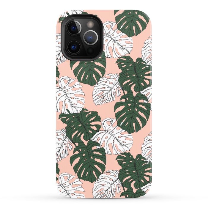 iPhone 12 Pro StrongFit Hand drawing monstera pastel color by Mmartabc