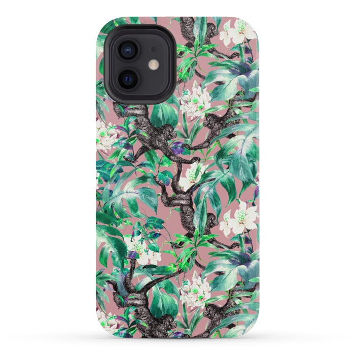 iPhone 12 mini StrongFit Monkeys in the flowery jungle I by Mmartabc