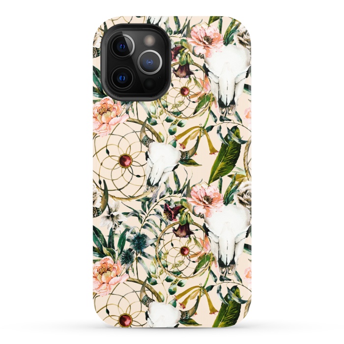 iPhone 12 Pro StrongFit Bohemian dreamcatcher and skull floral  by Mmartabc
