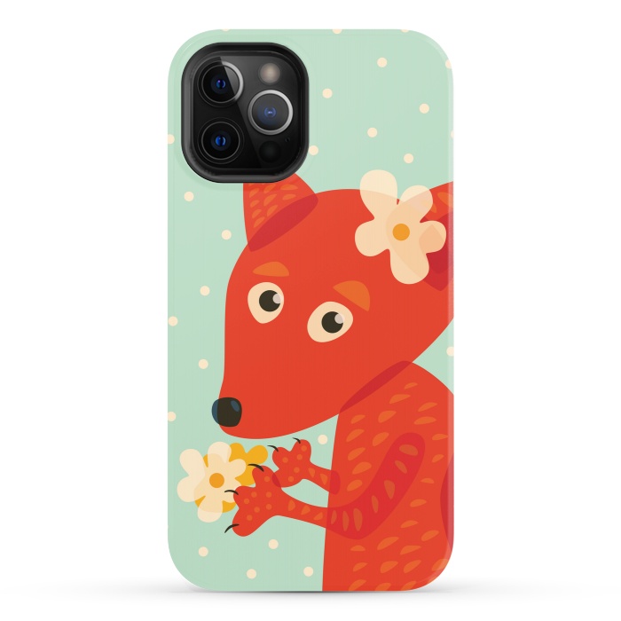 iPhone 12 Pro StrongFit Cute Fox With Flowers by Boriana Giormova