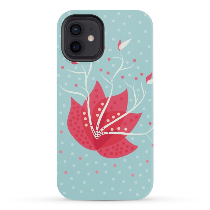 iPhone 12 mini StrongFit Exotic Pink Winter Flower by Boriana Giormova