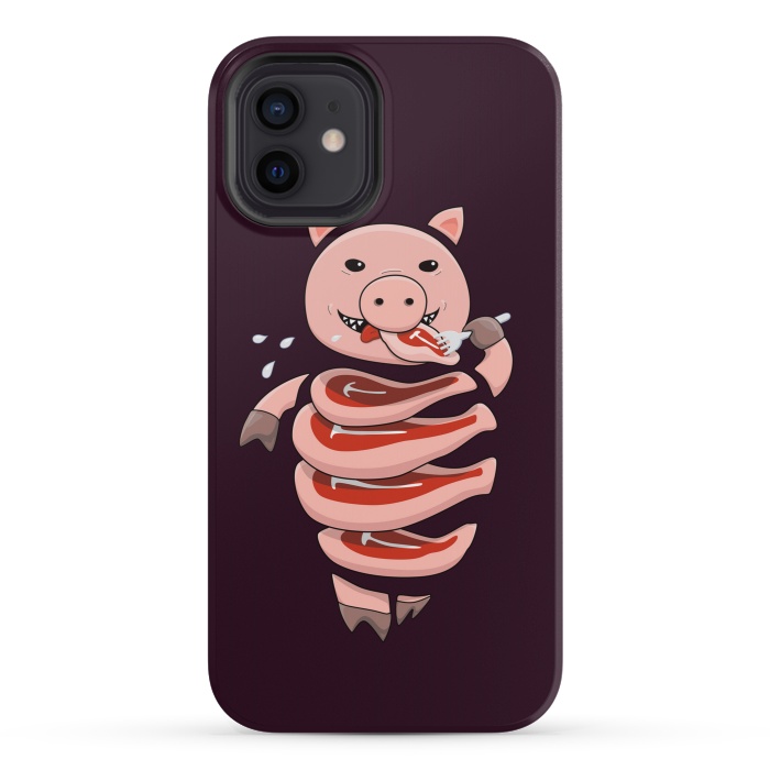 iPhone 12 mini StrongFit Dark Hungry Self Eating Cut In Steaks Pig by Boriana Giormova