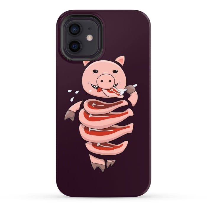 iPhone 12 StrongFit Dark Hungry Self Eating Cut In Steaks Pig by Boriana Giormova