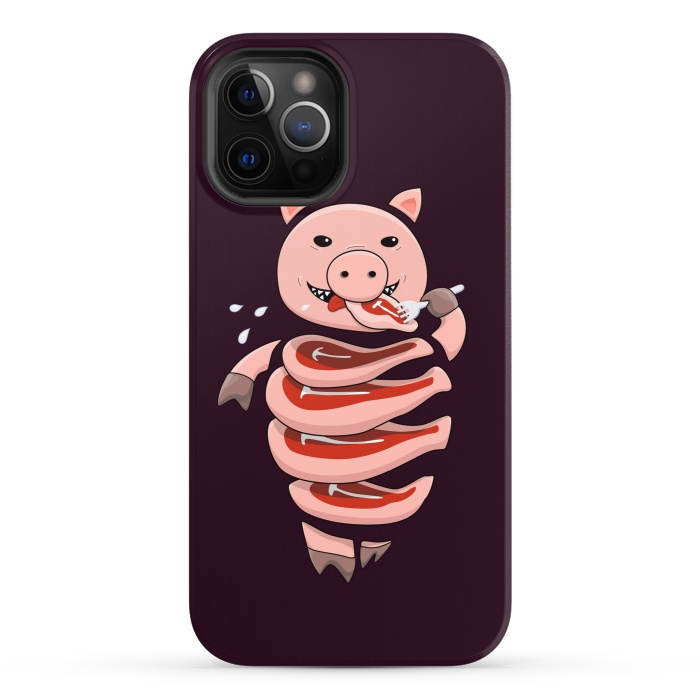 iPhone 12 Pro StrongFit Dark Hungry Self Eating Cut In Steaks Pig by Boriana Giormova