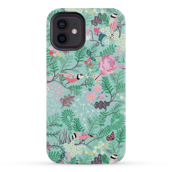 iPhone 12 mini StrongFit The Secret Garden - Mint by Stefania Pochesci