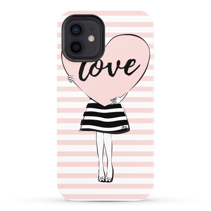 iPhone 12 StrongFit Pink Heart Love by Martina