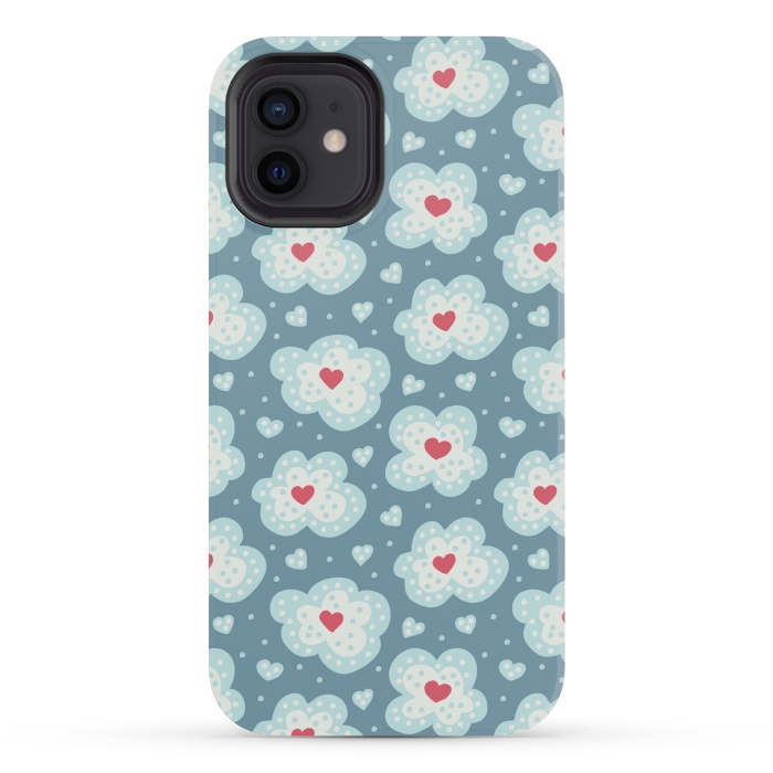 iPhone 12 mini StrongFit Winter Hearts And Snow Clouds by Boriana Giormova