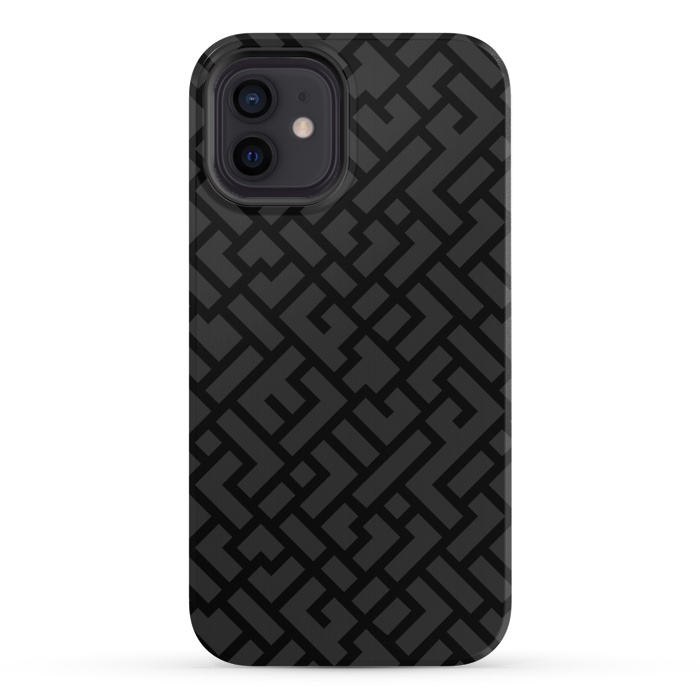 iPhone 12 StrongFit Black Labyrinth by Sitchko