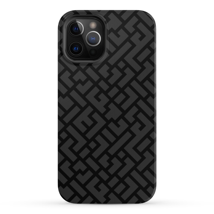iPhone 12 Pro StrongFit Black Labyrinth by Sitchko