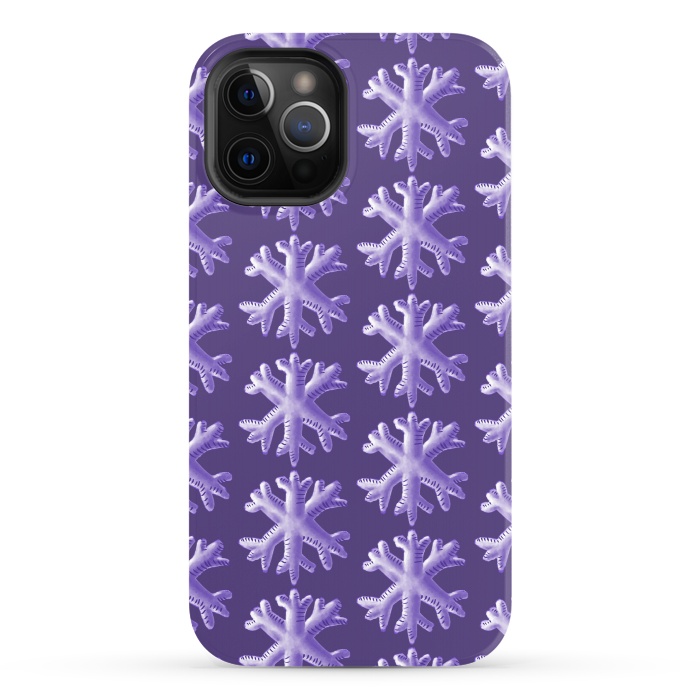 iPhone 12 Pro StrongFit Ultra Violet Fluffy Snowflake Pattern by Boriana Giormova