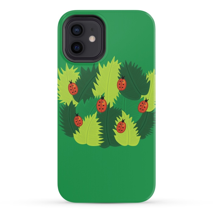 iPhone 12 StrongFit Green Leaves And Ladybugs In Spring by Boriana Giormova