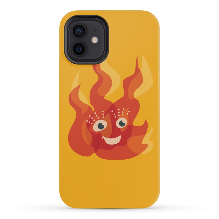 iPhone 12 mini StrongFit Happy Burning Fire Flame Character by Boriana Giormova