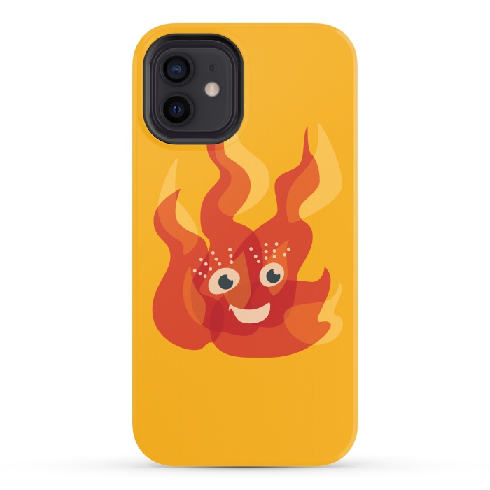 iPhone 12 StrongFit Happy Burning Fire Flame Character by Boriana Giormova