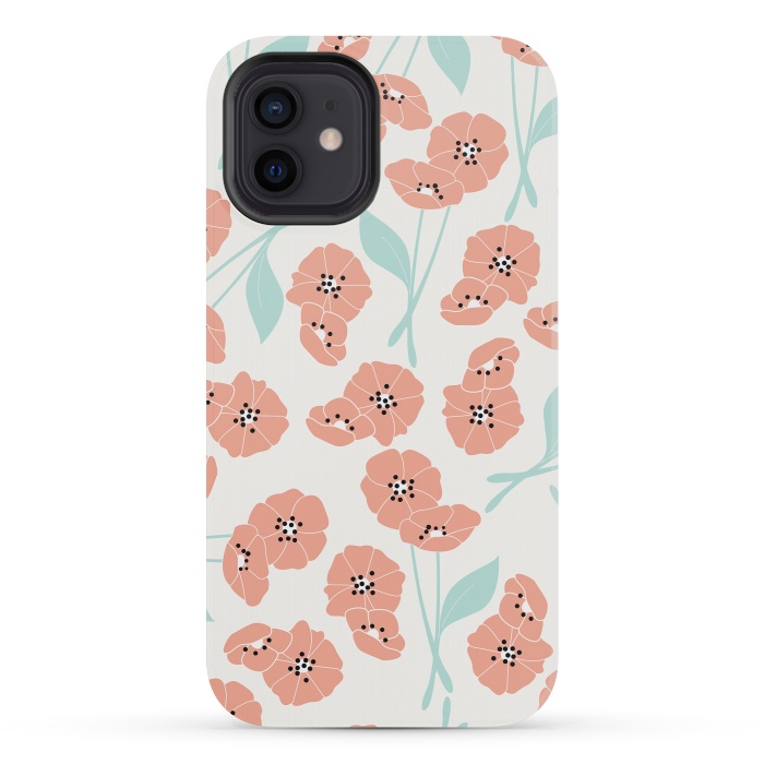 iPhone 12 mini StrongFit Delicate Flowers White by Jelena Obradovic