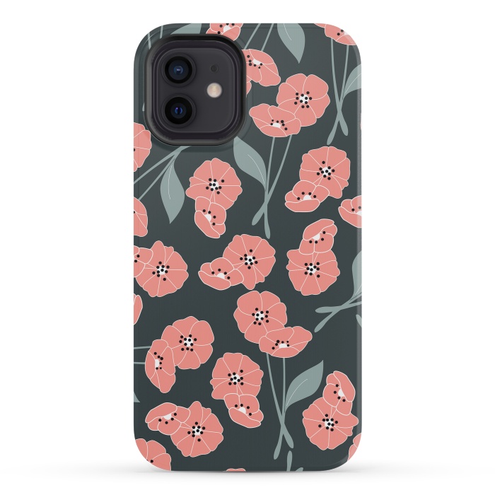 iPhone 12 mini StrongFit Delicate Flowers Dark by Jelena Obradovic