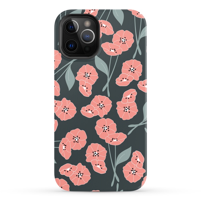 iPhone 12 Pro StrongFit Delicate Flowers Dark by Jelena Obradovic