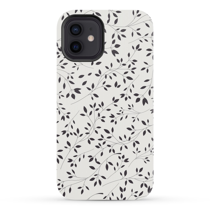iPhone 12 mini StrongFit Delicate Floral B&W by Jelena Obradovic