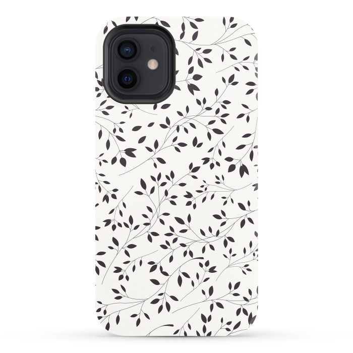 iPhone 12 StrongFit Delicate Floral B&W by Jelena Obradovic
