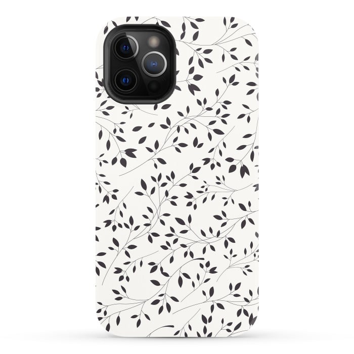 iPhone 12 Pro StrongFit Delicate Floral B&W by Jelena Obradovic