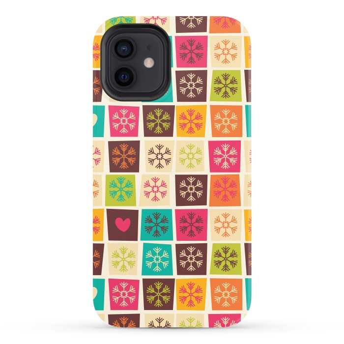 iPhone 12 StrongFit Snowflakes and Hearts by Jelena Obradovic