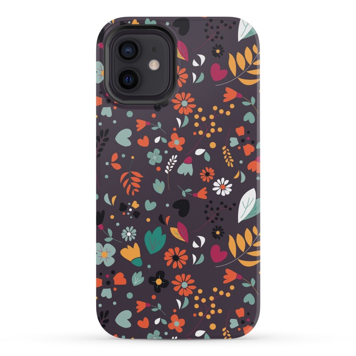 iPhone 12 mini StrongFit Bohemian Floral Dark by Jelena Obradovic