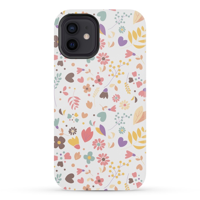 iPhone 12 mini StrongFit Bohemian Floral White by Jelena Obradovic