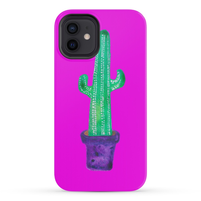 iPhone 12 mini StrongFit Purple Cacti by Amaya Brydon