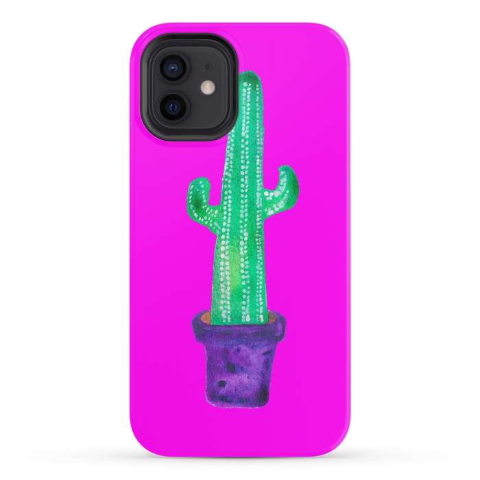iPhone 12 StrongFit Purple Cacti by Amaya Brydon